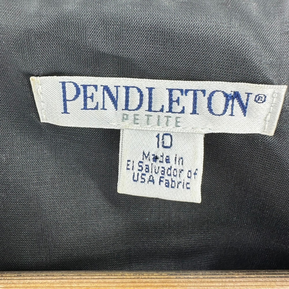 VTG Pendleton Royal Midnight Blue Geometric Blazer Jacket Virgin Wool 10P USA - Picture 3 of 8